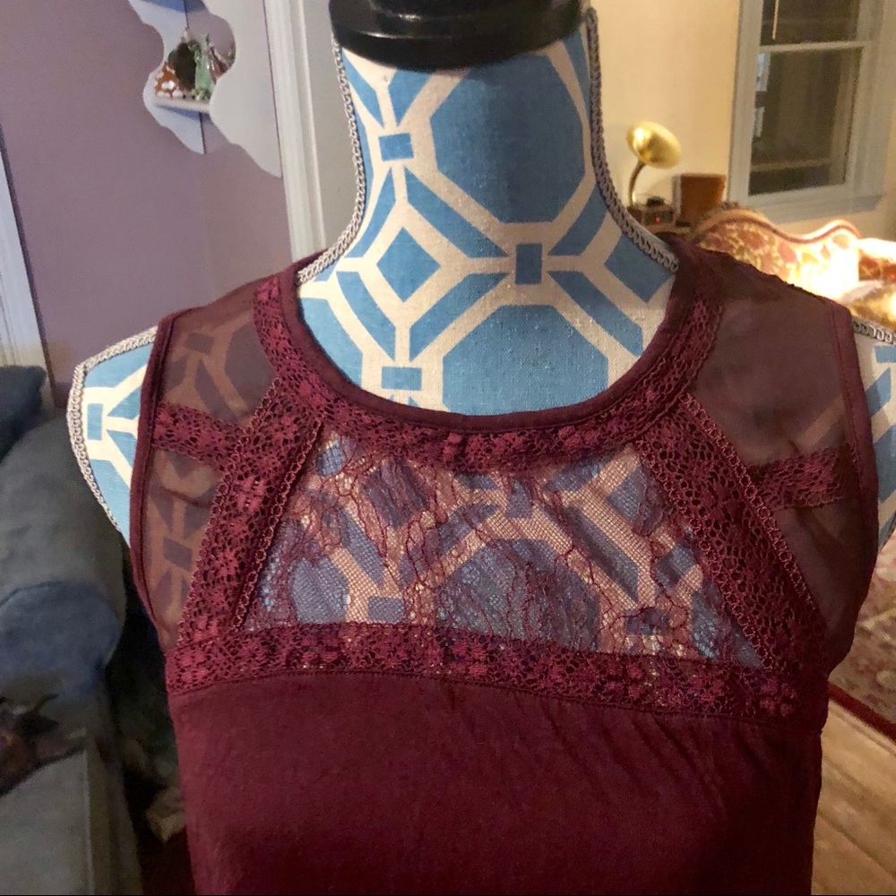 2 Items, Black and Burgundy Lace Yoke Tank H&M XL